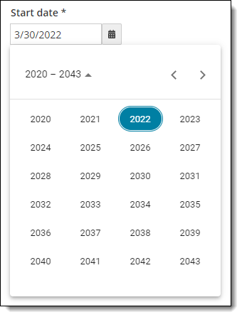 Select the year from the year drop-down list.